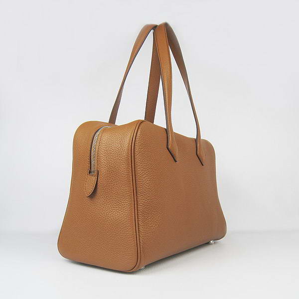 Best Replica Hermes Victoria Cowskin Leather Bags 2010 Coffee H2802 - Click Image to Close